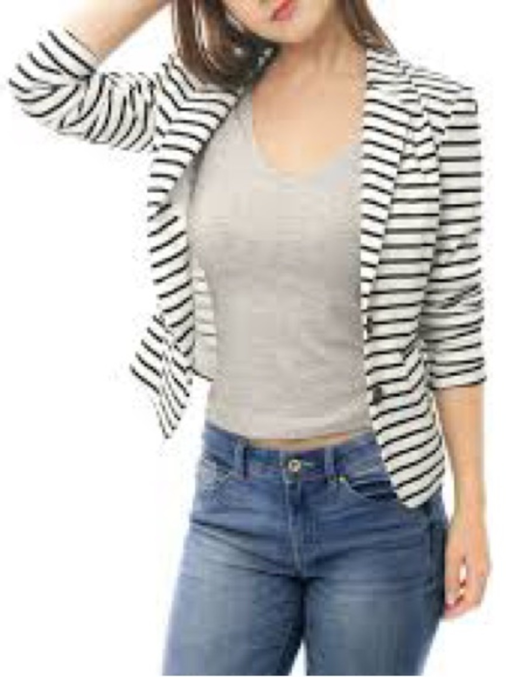 love on a hanger navy & cream Striped jacket/blazer- NWOT Size L